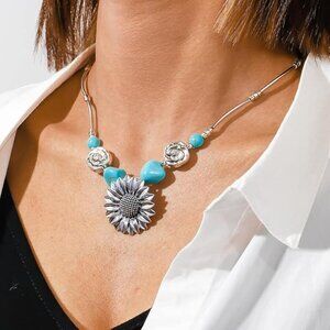 Boho layered turquoise necklace